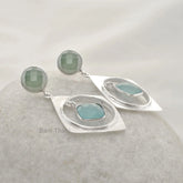 Chalcedony Gemstone Silver Earrings - 925 Sterling Silver Drop Earrings - Dangle Jewelry for Women - Birthday Gift Earrings - Gift for Her